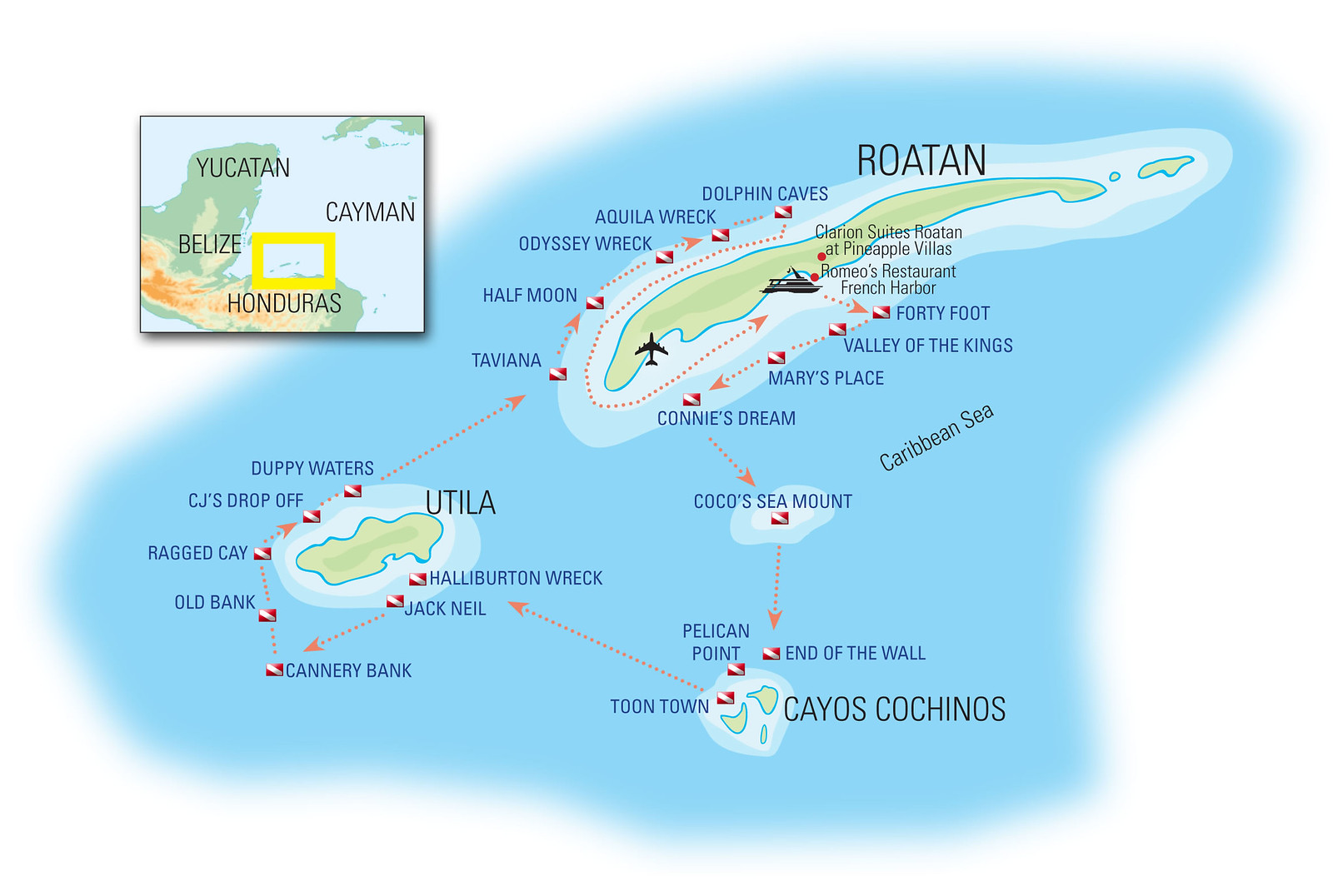 Roatan Tourist Map